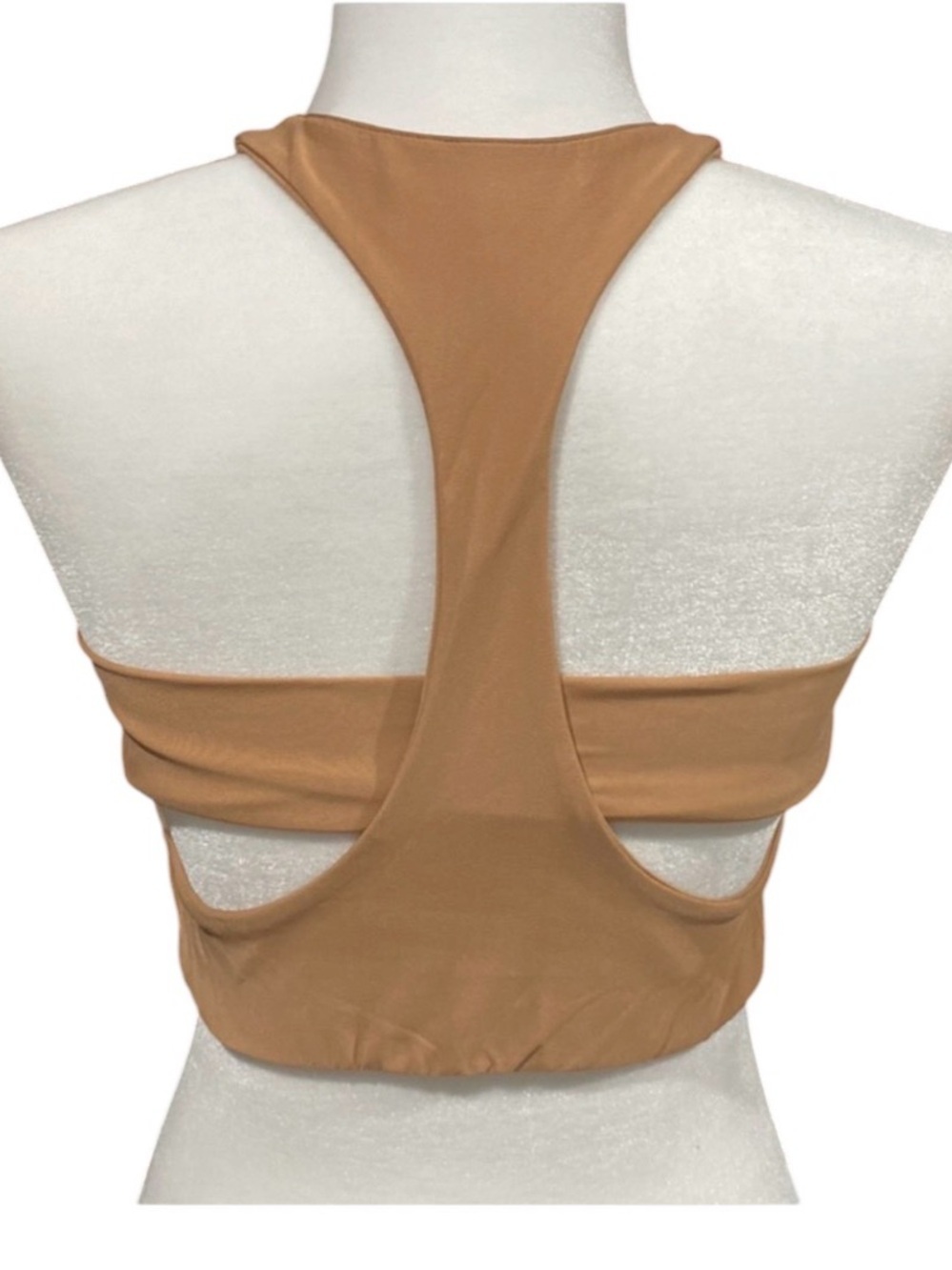 Jonathan Simkhai Tan Lace-Up Racerback Crop Top - Picture 2 of 7
